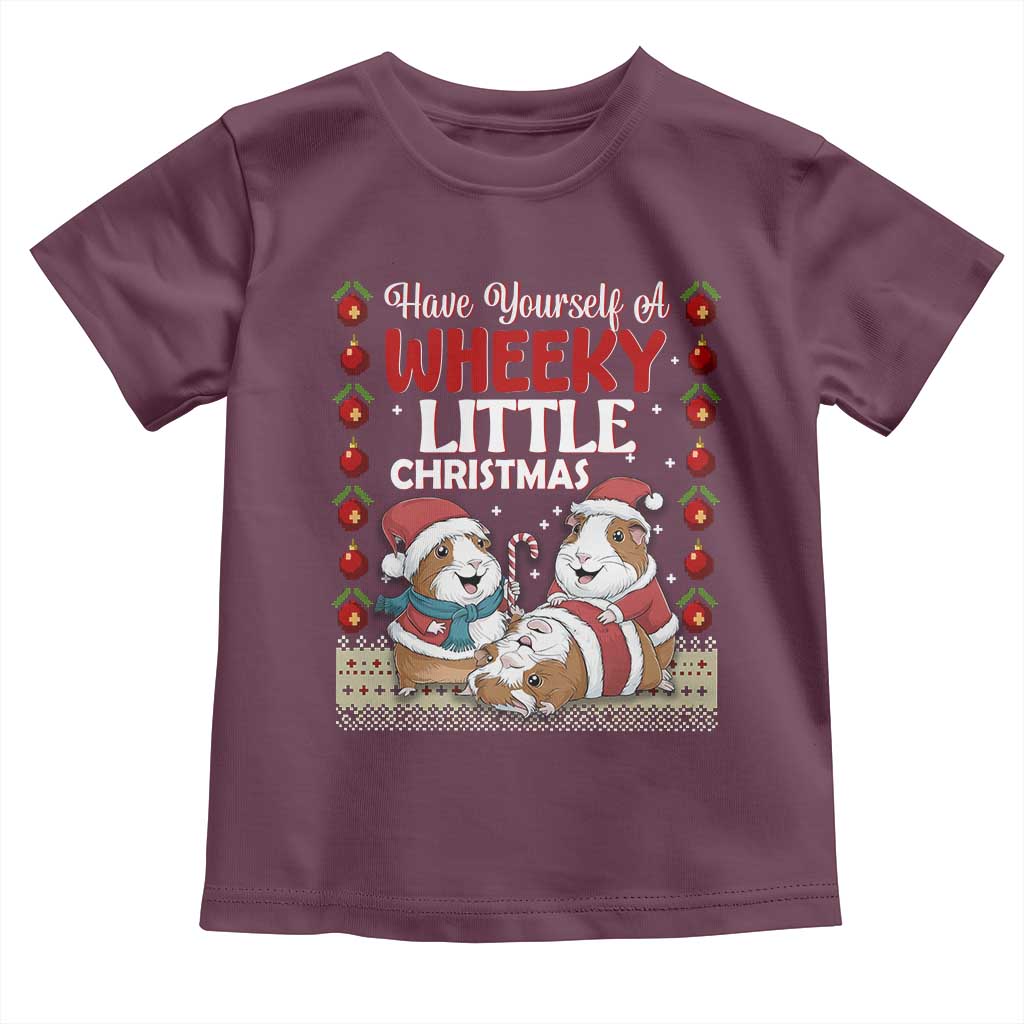 Have Yourself A Wheeky Little Christmas Toddler T Shirt Funny Guinea Pig Lover TS12 Maroon Print Your Wear