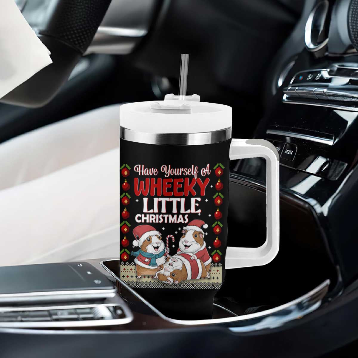 Have Yourself A Wheeky Little Christmas Tumbler With Handle Funny Guinea Pig Lover TS12 Print Your Wear