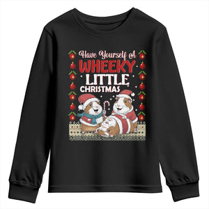 Have Yourself A Wheeky Little Christmas Youth Sweatshirt Funny Guinea Pig Lover TS12 Black Print Your Wear
