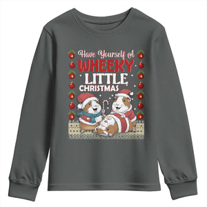 Have Yourself A Wheeky Little Christmas Youth Sweatshirt Funny Guinea Pig Lover TS12 Dark Heather Print Your Wear
