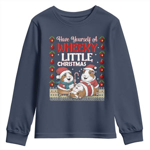 Have Yourself A Wheeky Little Christmas Youth Sweatshirt Funny Guinea Pig Lover TS12 Navy Print Your Wear