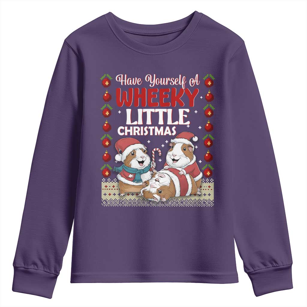 Have Yourself A Wheeky Little Christmas Youth Sweatshirt Funny Guinea Pig Lover TS12 Purple Print Your Wear