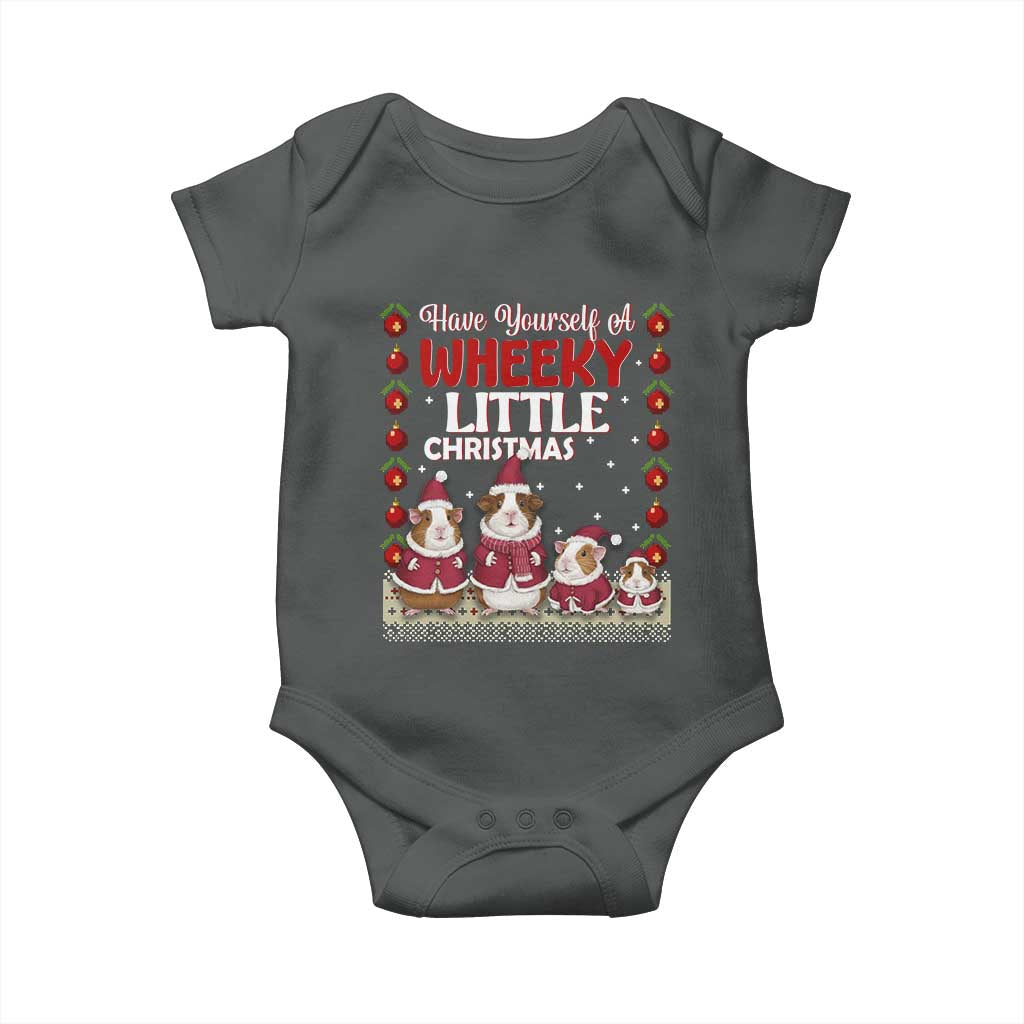 Christmas Guinea Pig Lover Baby Onesie Have Yourself A Wheeky Little TS12 Dark Heather Print Your Wear