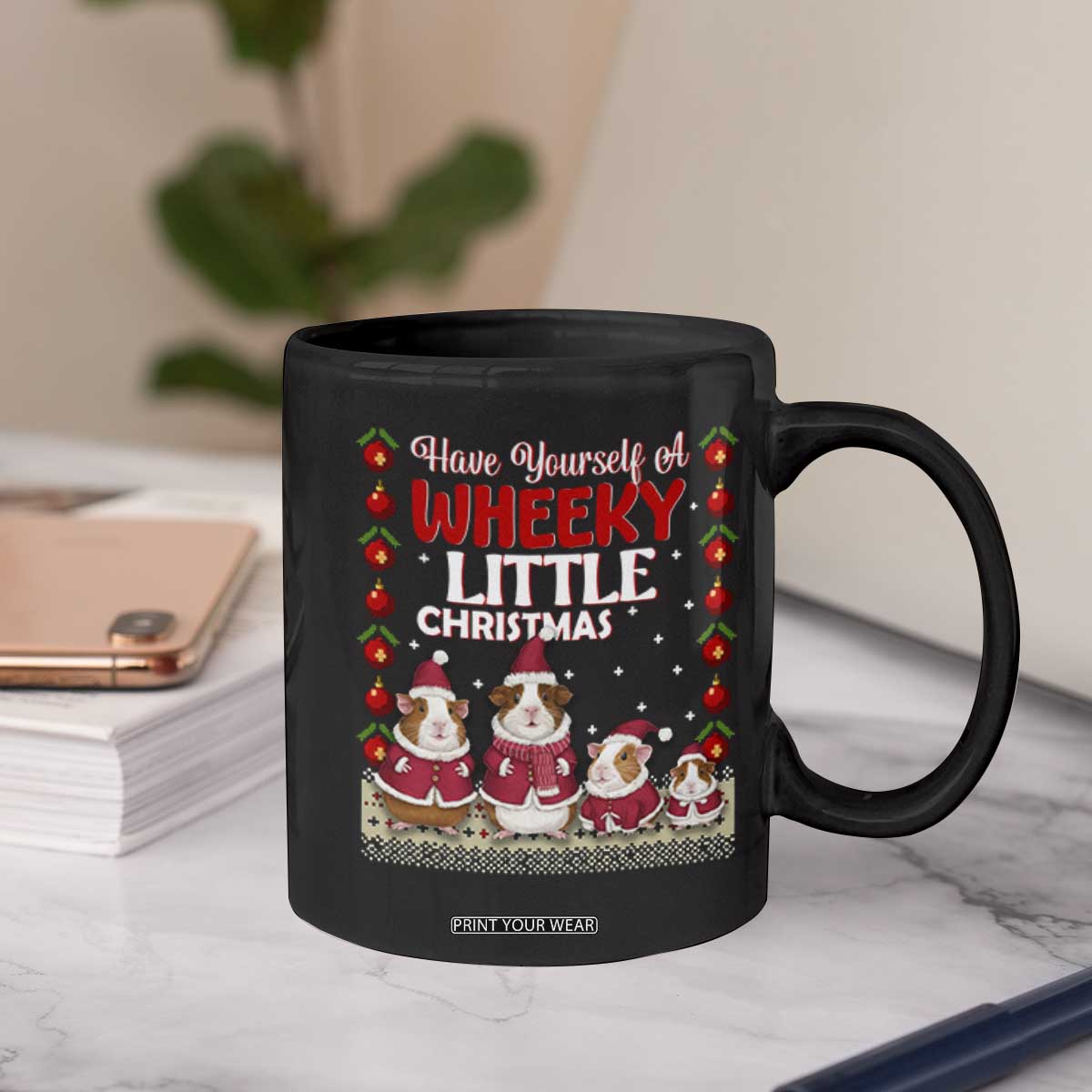 Christmas Guinea Pig Lover Coffee Mug Have Yourself A Wheeky Little TS12 Print Your Wear