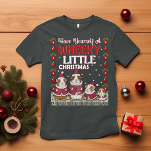 Christmas Guinea Pig Lover T Shirt Have Yourself A Wheeky Little TS12 Dark Heather Print Your Wear