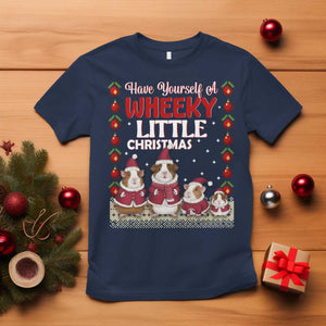 Christmas Guinea Pig Lover T Shirt Have Yourself A Wheeky Little TS12 Navy Print Your Wear