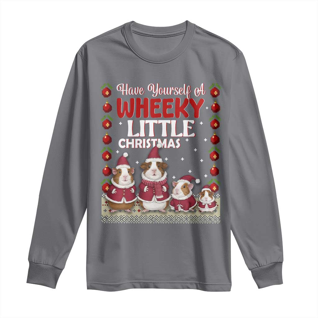 Christmas Guinea Pig Lover Long Sleeve Shirt Have Yourself A Wheeky Little TS12 Charcoal Print Your Wear