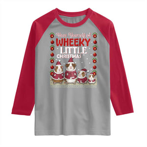 Christmas Guinea Pig Lover Raglan Shirt Have Yourself A Wheeky Little TS12 Sport Gray Red Print Your Wear