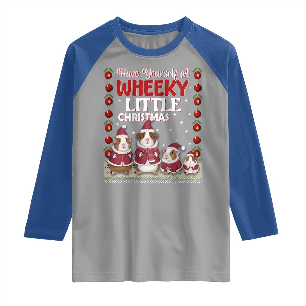 Christmas Guinea Pig Lover Raglan Shirt Have Yourself A Wheeky Little TS12 Sport Gray Royal Print Your Wear