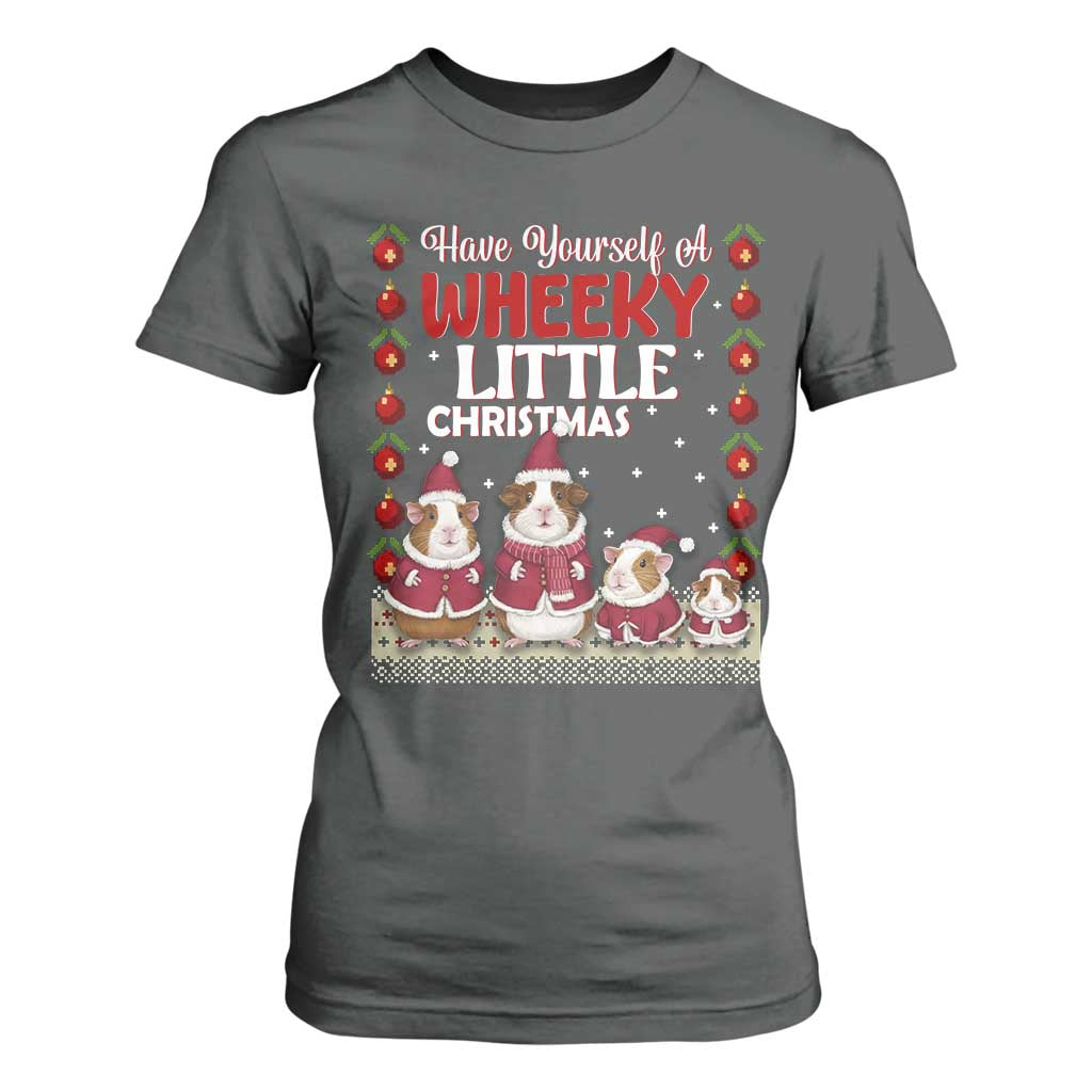 Christmas Guinea Pig Lover T Shirt For Women Have Yourself A Wheeky Little TS12 Dark Heather Print Your Wear