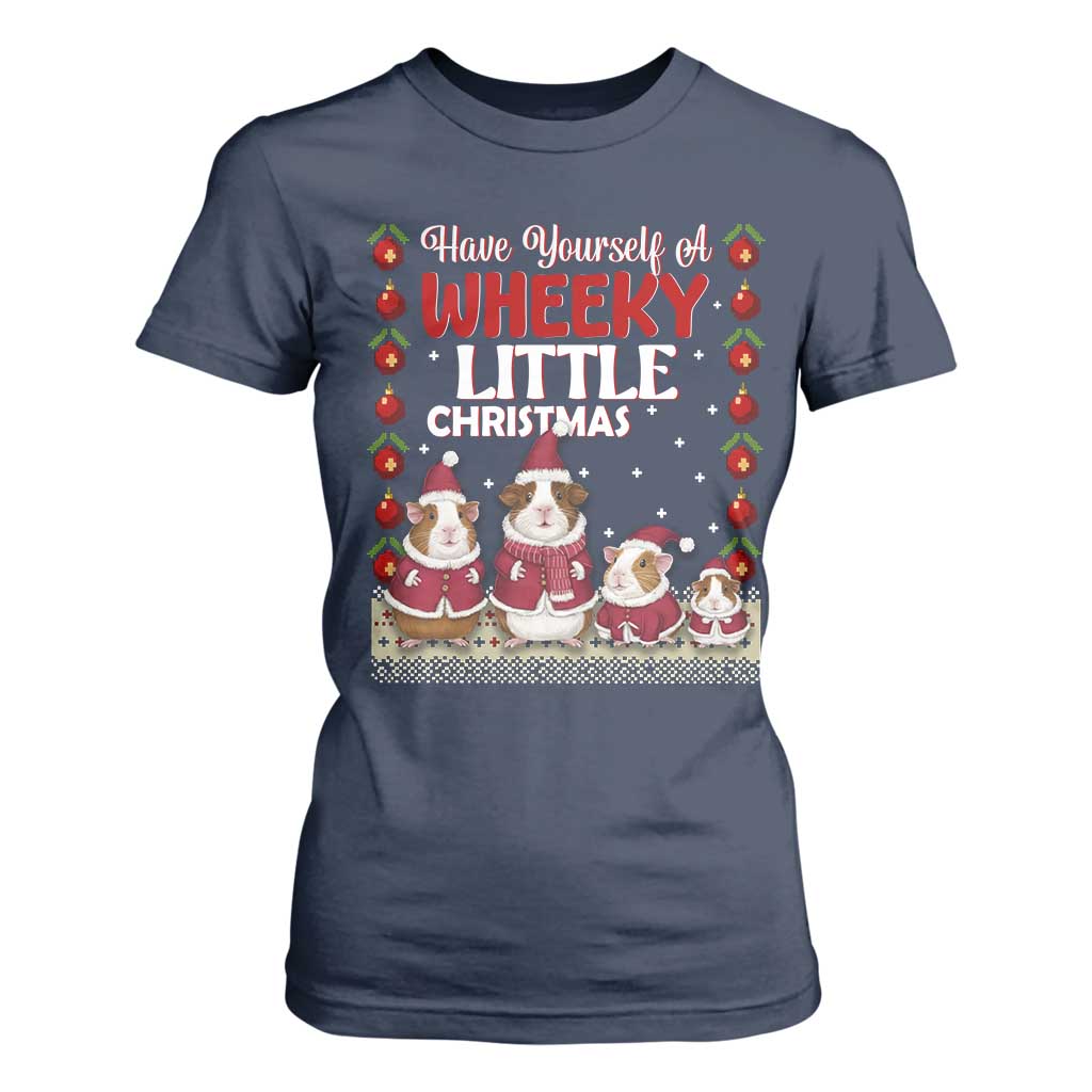 Christmas Guinea Pig Lover T Shirt For Women Have Yourself A Wheeky Little TS12 Navy Print Your Wear