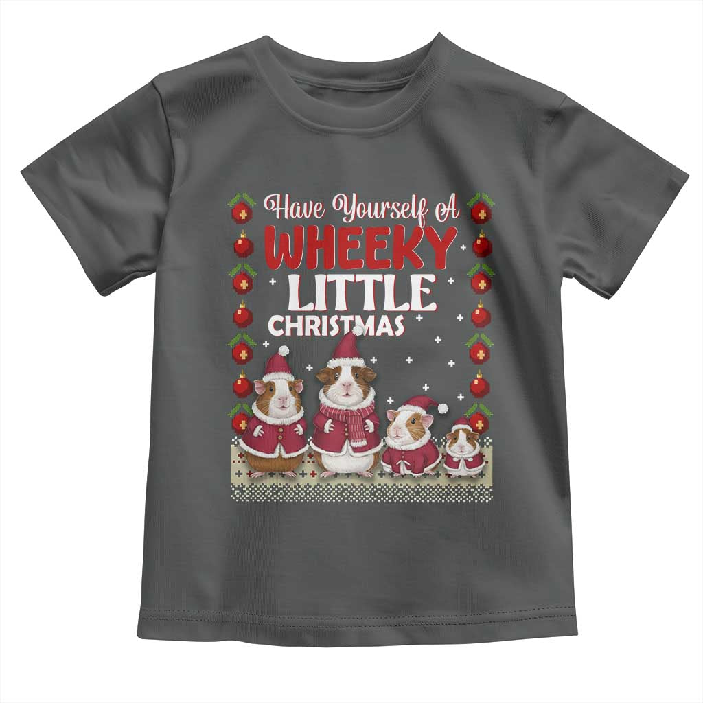 Christmas Guinea Pig Lover Toddler T Shirt Have Yourself A Wheeky Little TS12 Dark Heather Print Your Wear