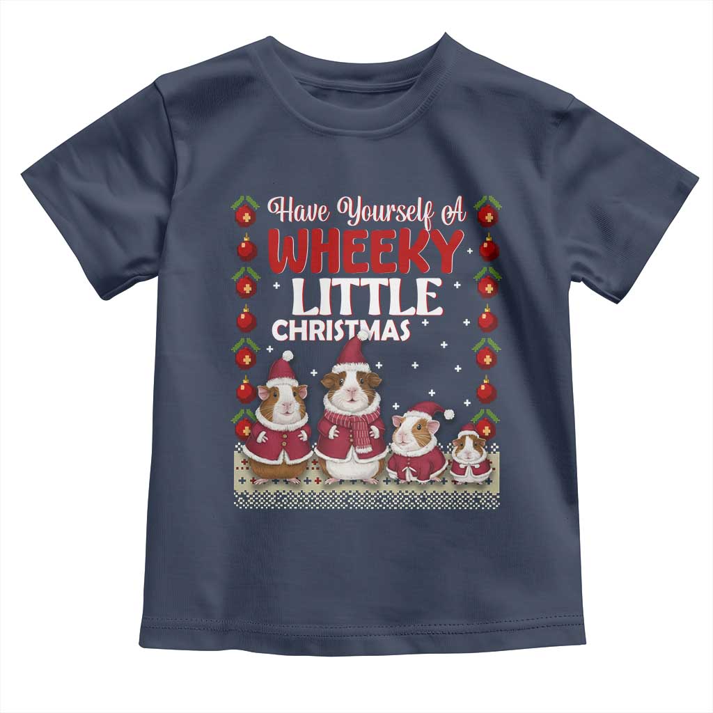 Christmas Guinea Pig Lover Toddler T Shirt Have Yourself A Wheeky Little TS12 Navy Print Your Wear