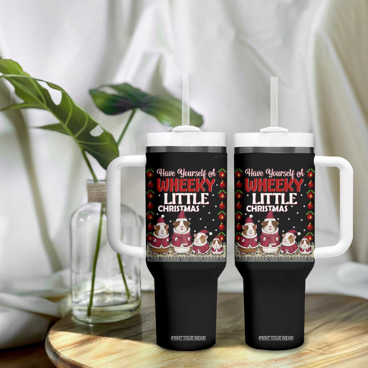 Christmas Guinea Pig Lover Tumbler With Handle Have Yourself A Wheeky Little TS12 Print Your Wear