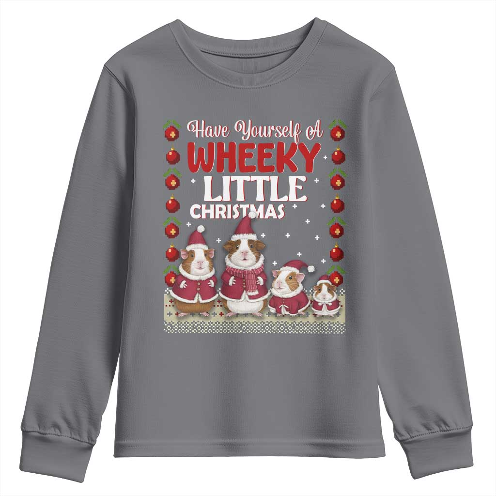 Christmas Guinea Pig Lover Youth Sweatshirt Have Yourself A Wheeky Little TS12 Charcoal Print Your Wear