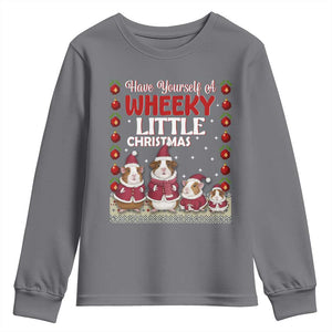 Christmas Guinea Pig Lover Youth Sweatshirt Have Yourself A Wheeky Little TS12 Charcoal Print Your Wear