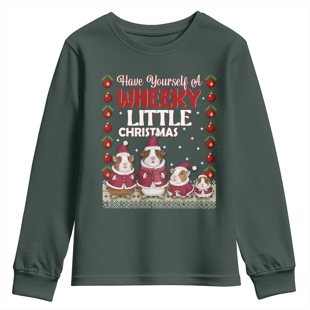Christmas Guinea Pig Lover Youth Sweatshirt Have Yourself A Wheeky Little TS12 Dark Forest Green Print Your Wear