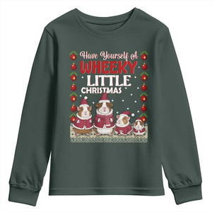 Christmas Guinea Pig Lover Youth Sweatshirt Have Yourself A Wheeky Little TS12 Dark Forest Green Print Your Wear