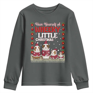 Christmas Guinea Pig Lover Youth Sweatshirt Have Yourself A Wheeky Little TS12 Dark Heather Print Your Wear