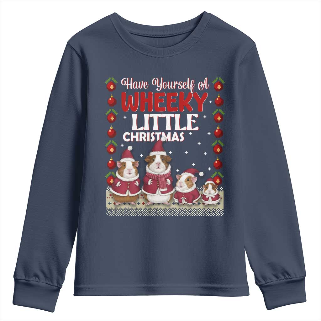 Christmas Guinea Pig Lover Youth Sweatshirt Have Yourself A Wheeky Little TS12 Navy Print Your Wear