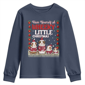 Christmas Guinea Pig Lover Youth Sweatshirt Have Yourself A Wheeky Little TS12 Navy Print Your Wear