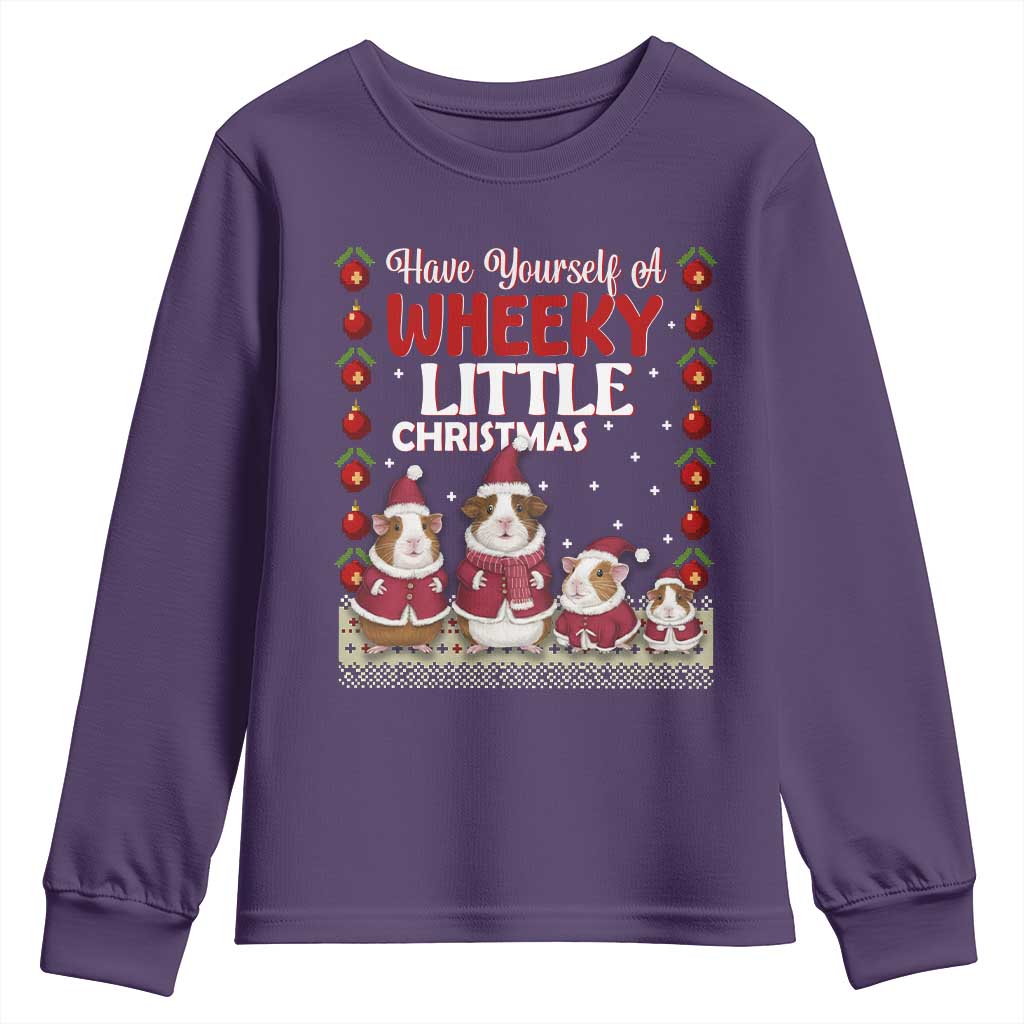 Christmas Guinea Pig Lover Youth Sweatshirt Have Yourself A Wheeky Little TS12 Purple Print Your Wear