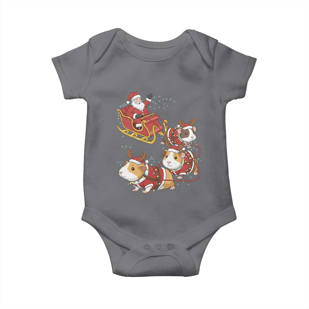 Funny Christmas Guinea Pig Lover Gift Baby Onesie Santa Pig Sleigh Crew TS12 Charcoal Print Your Wear