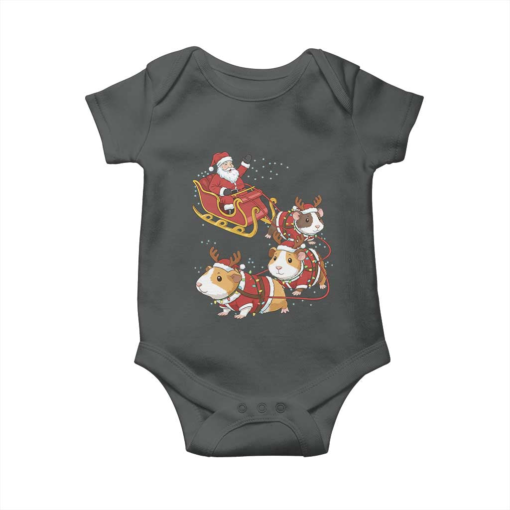 Funny Christmas Guinea Pig Lover Gift Baby Onesie Santa Pig Sleigh Crew TS12 Dark Heather Print Your Wear