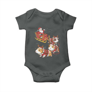 Funny Christmas Guinea Pig Lover Gift Baby Onesie Santa Pig Sleigh Crew TS12 Dark Heather Print Your Wear