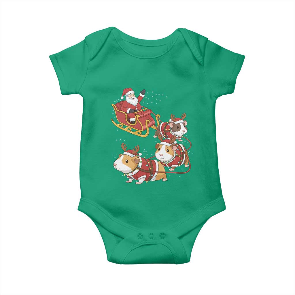 Funny Christmas Guinea Pig Lover Gift Baby Onesie Santa Pig Sleigh Crew TS12 Irish Green Print Your Wear