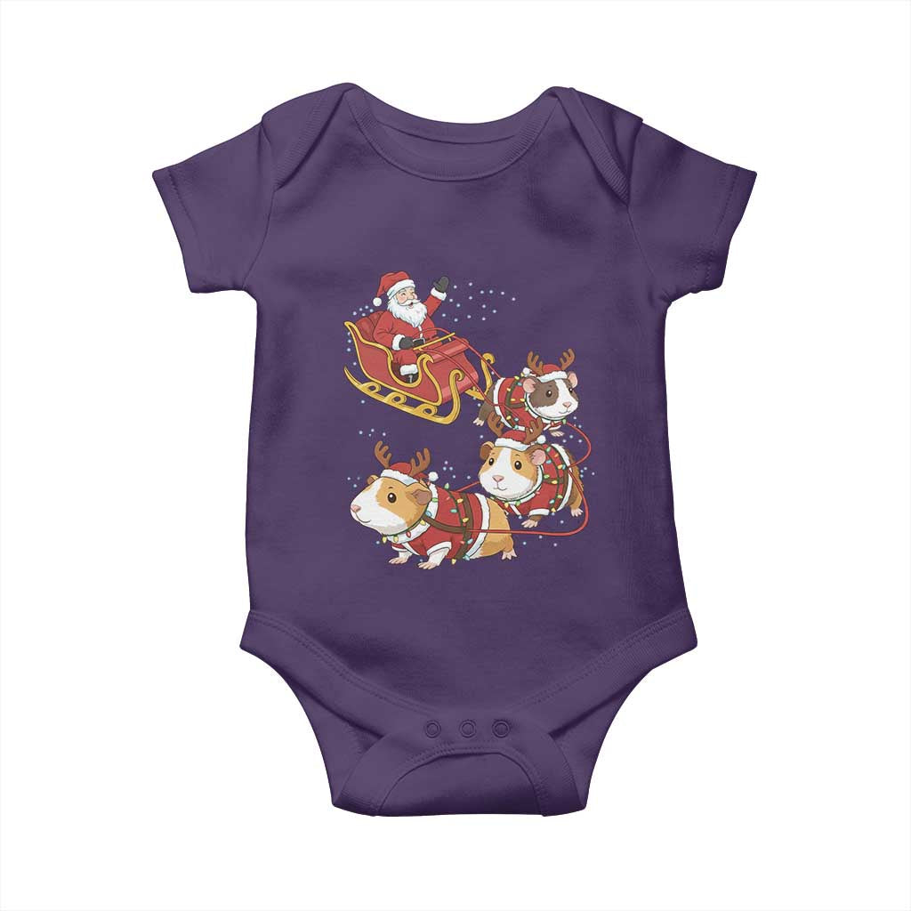 Funny Christmas Guinea Pig Lover Gift Baby Onesie Santa Pig Sleigh Crew TS12 Purple Print Your Wear