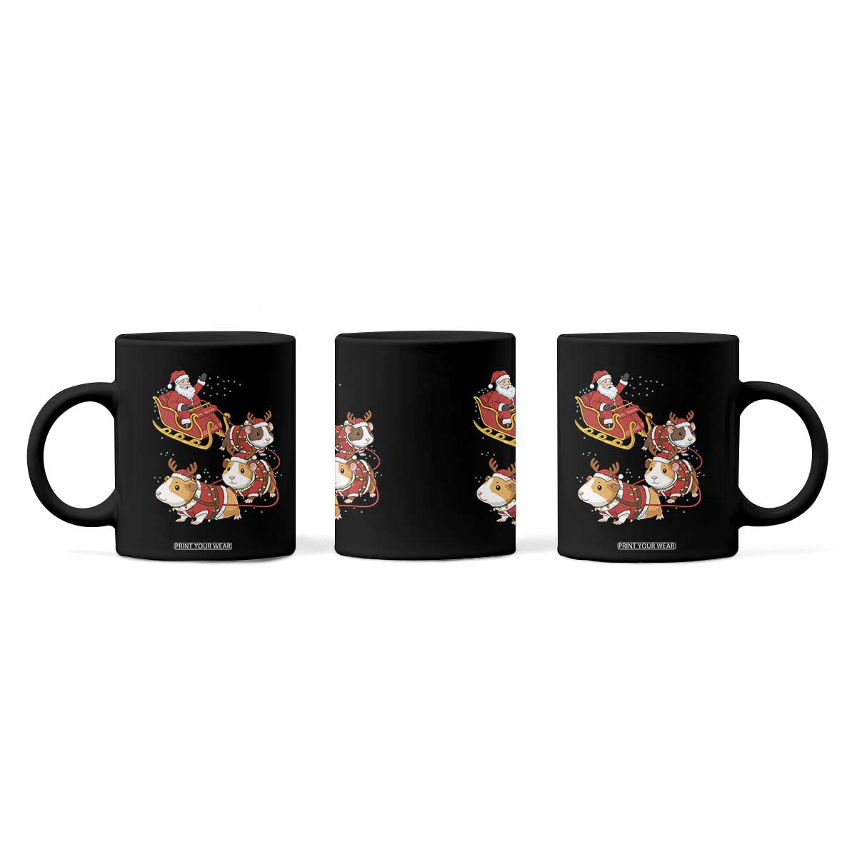 Funny Christmas Guinea Pig Lover Gift Coffee Mug Santa Pig Sleigh Crew TS12 Print Your Wear