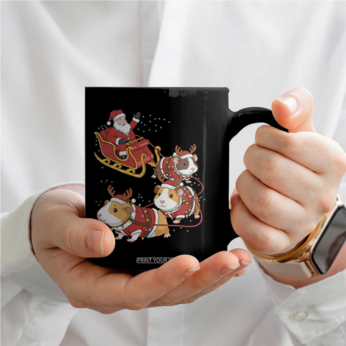 Funny Christmas Guinea Pig Lover Gift Coffee Mug Santa Pig Sleigh Crew TS12 Print Your Wear