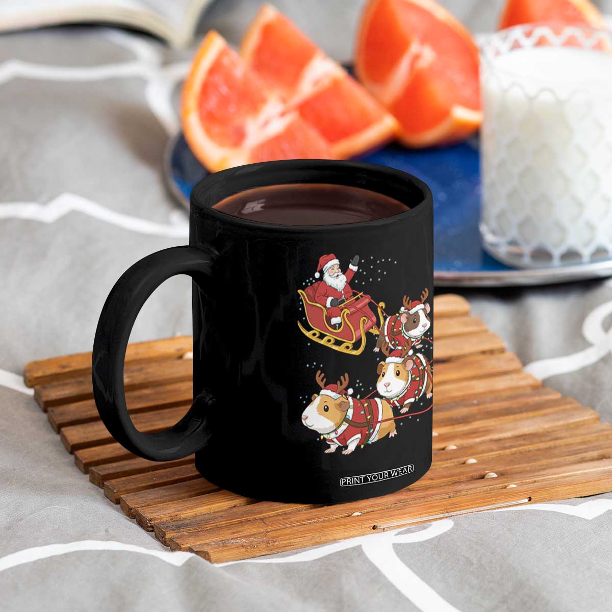 Funny Christmas Guinea Pig Lover Gift Coffee Mug Santa Pig Sleigh Crew TS12 Print Your Wear