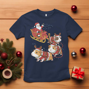 Funny Christmas Guinea Pig Lover Gift T Shirt Santa Pig Sleigh Crew TS12 Navy Print Your Wear