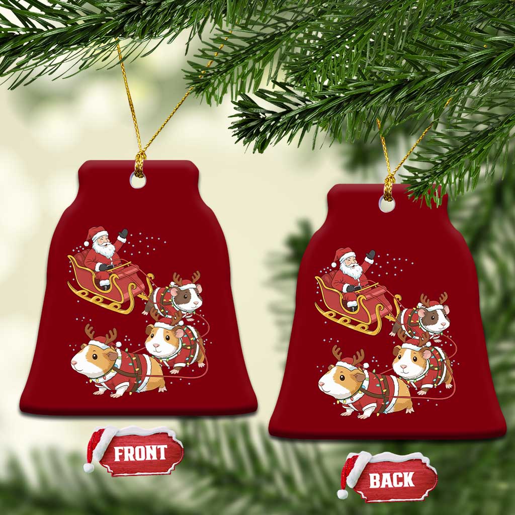 Funny Christmas Guinea Pig Lover Gift Ceramic Ornament Santa Pig Sleigh Crew TS12 Print Your Wear
