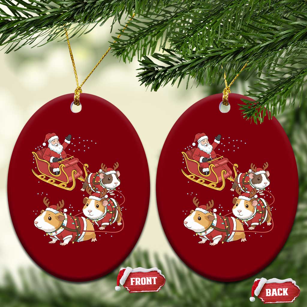 Funny Christmas Guinea Pig Lover Gift Ceramic Ornament Santa Pig Sleigh Crew TS12 Print Your Wear