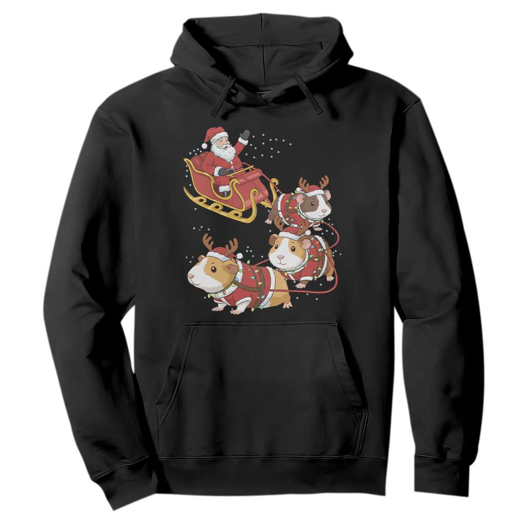 Funny Christmas Guinea Pig Lover Gift Hoodie Santa Pig Sleigh Crew TS12 Black Print Your Wear