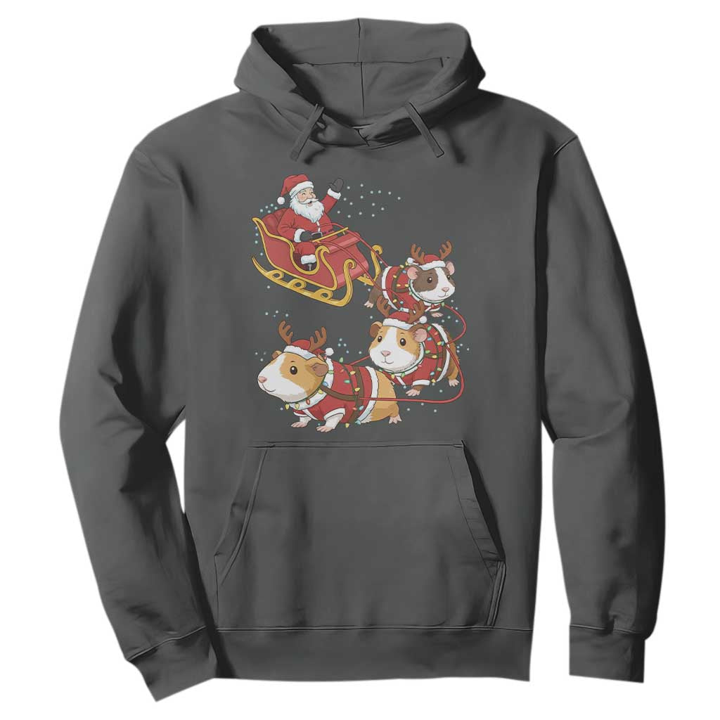 Funny Christmas Guinea Pig Lover Gift Hoodie Santa Pig Sleigh Crew TS12 Dark Heather Print Your Wear