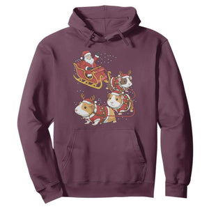 Funny Christmas Guinea Pig Lover Gift Hoodie Santa Pig Sleigh Crew TS12 Maroon Print Your Wear