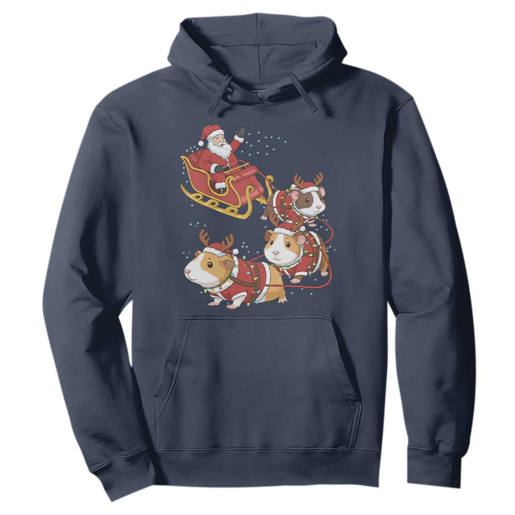 Funny Christmas Guinea Pig Lover Gift Hoodie Santa Pig Sleigh Crew TS12 Navy Print Your Wear