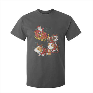 Funny Christmas Guinea Pig Lover Gift T Shirt For Kid Santa Pig Sleigh Crew TS12 Dark Heather Print Your Wear