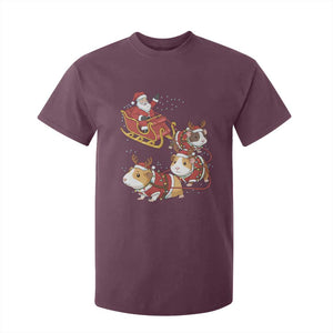 Funny Christmas Guinea Pig Lover Gift T Shirt For Kid Santa Pig Sleigh Crew TS12 Maroon Print Your Wear