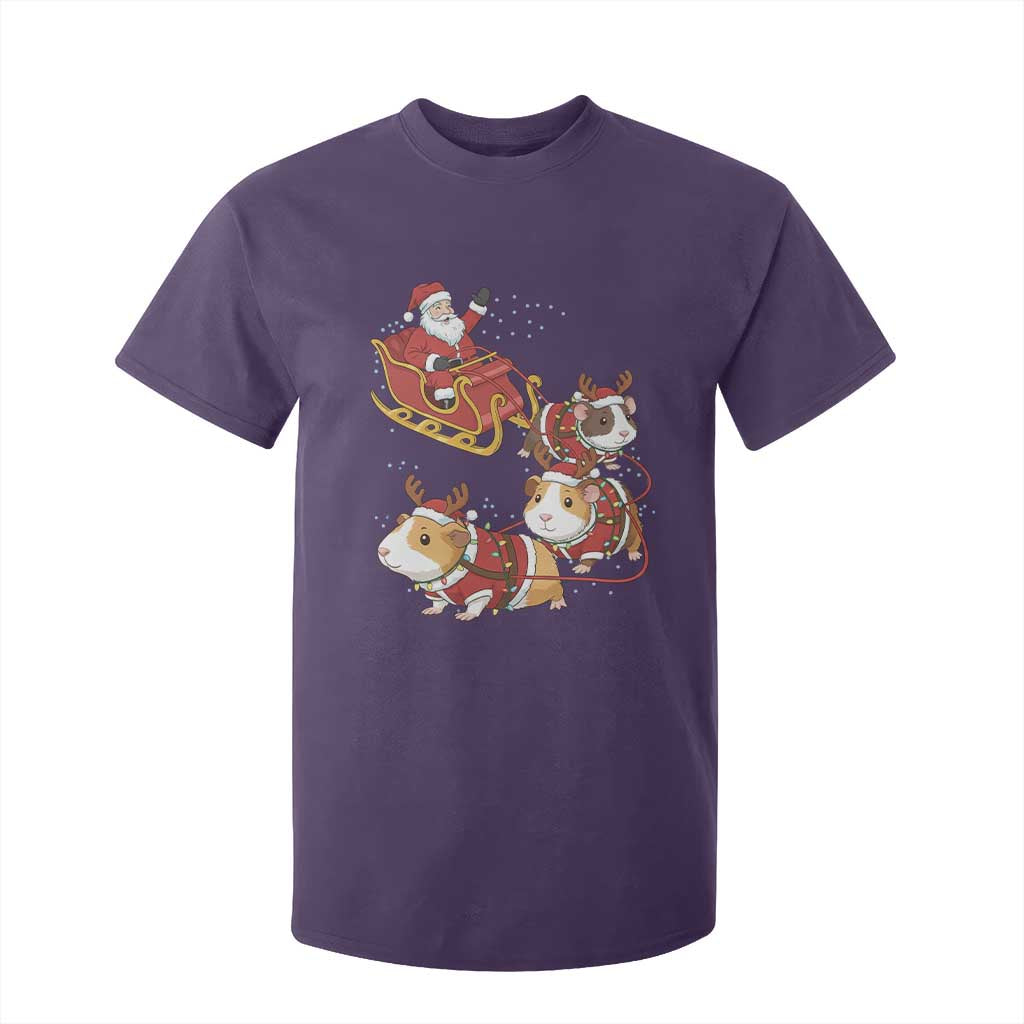 Funny Christmas Guinea Pig Lover Gift T Shirt For Kid Santa Pig Sleigh Crew TS12 Purple Print Your Wear