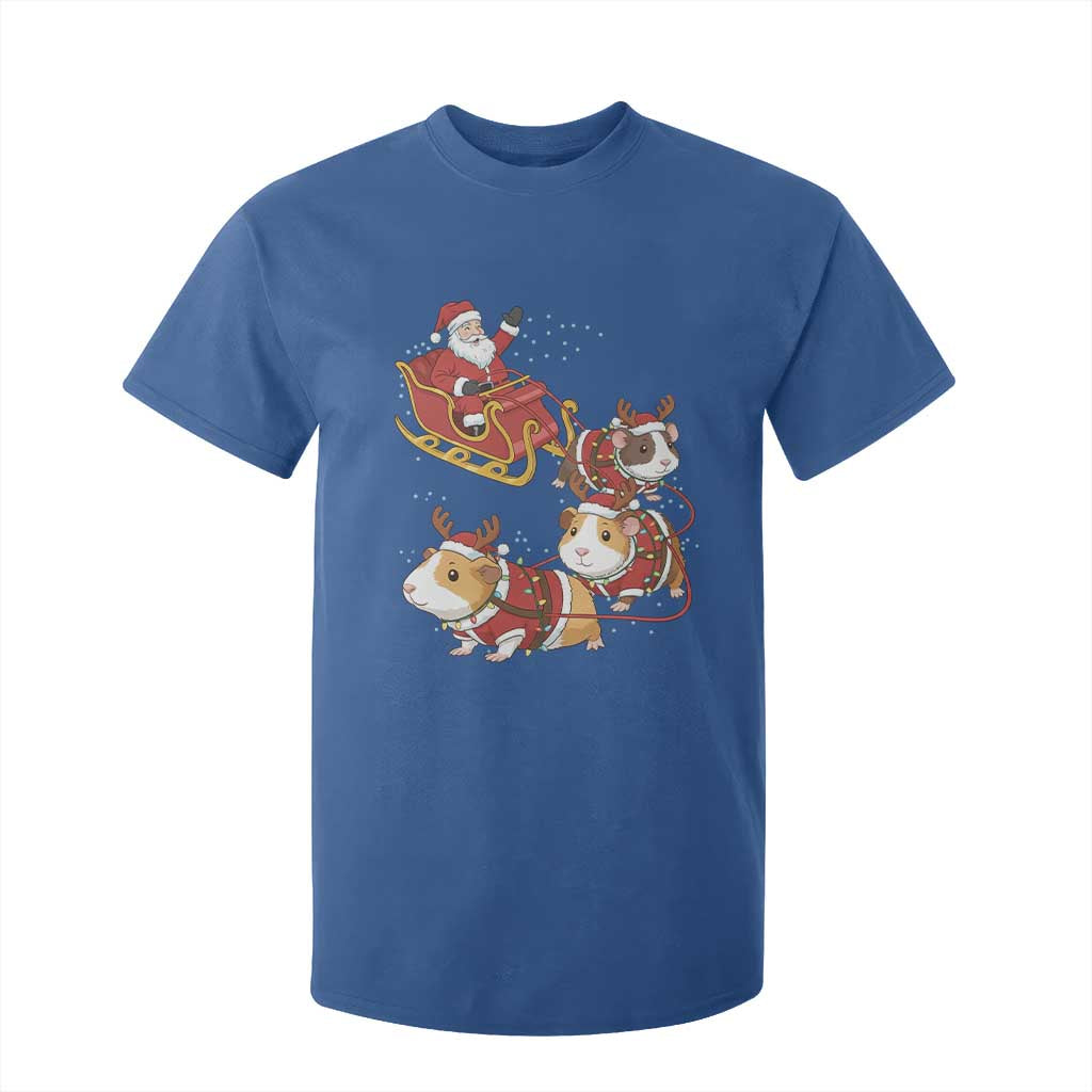 Funny Christmas Guinea Pig Lover Gift T Shirt For Kid Santa Pig Sleigh Crew TS12 Royal Blue Print Your Wear