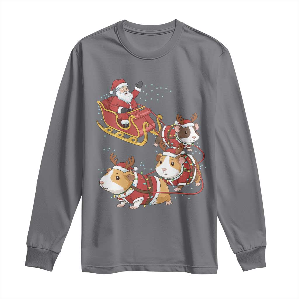 Funny Christmas Guinea Pig Lover Gift Long Sleeve Shirt Santa Pig Sleigh Crew TS12 Charcoal Print Your Wear
