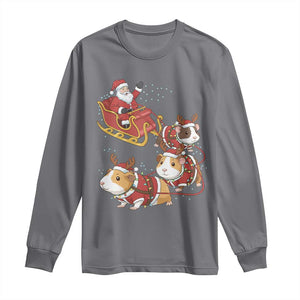 Funny Christmas Guinea Pig Lover Gift Long Sleeve Shirt Santa Pig Sleigh Crew TS12 Charcoal Print Your Wear