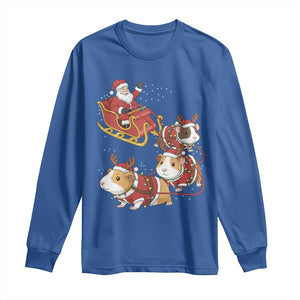 Funny Christmas Guinea Pig Lover Gift Long Sleeve Shirt Santa Pig Sleigh Crew TS12 Royal Blue Print Your Wear