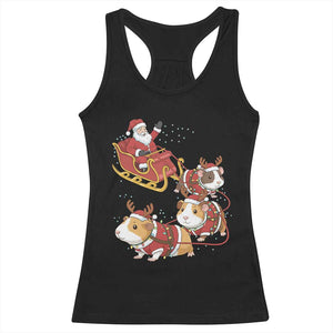Funny Christmas Guinea Pig Lover Gift Racerback Tank Top Santa Pig Sleigh Crew TS12 Black Print Your Wear