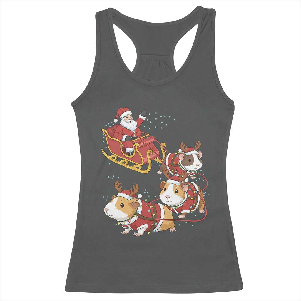 Funny Christmas Guinea Pig Lover Gift Racerback Tank Top Santa Pig Sleigh Crew TS12 Dark Heather Print Your Wear